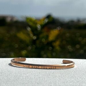 Live what you love gold tone inspirational cuff bracelet
